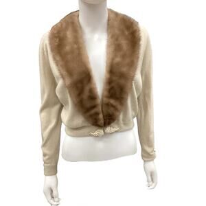 VTG Dalton Women’s Sweater Size S/M Cashmere Mink Collar Lacy Interior Lining